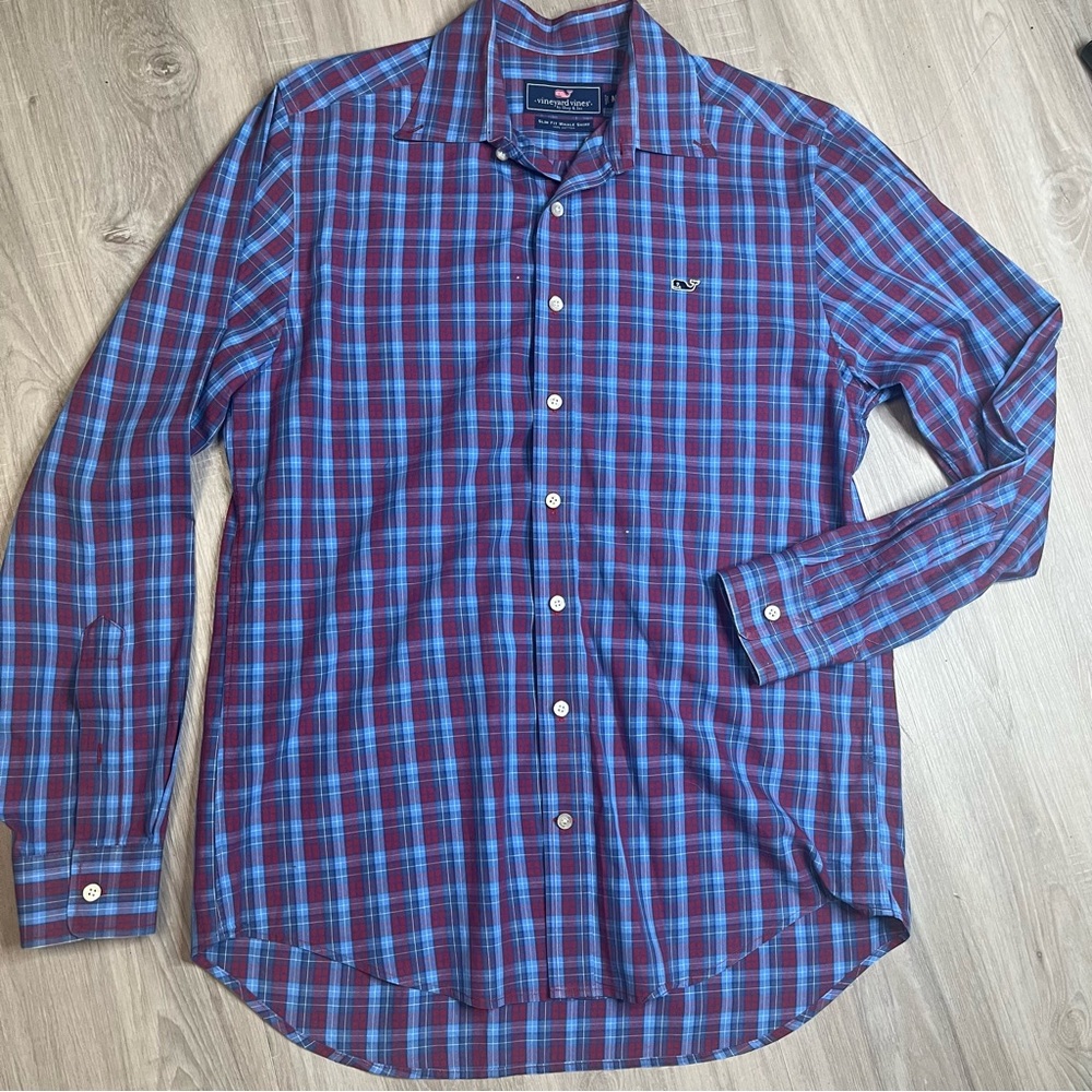 Vineyard Vines Men's Slim Fit Checkered‎ Plaid Button Down Shirt Sz Medium